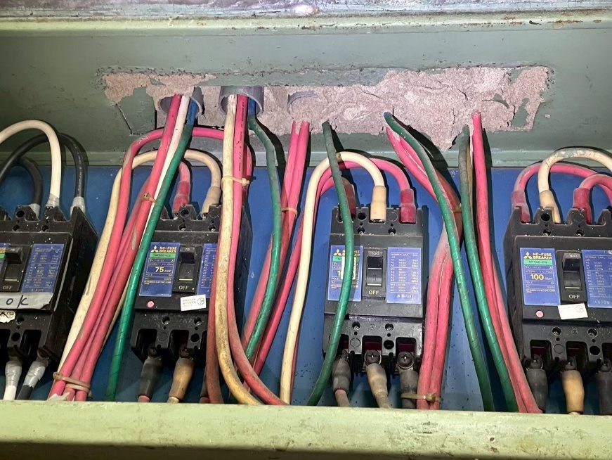 公寓一樓電箱內佈滿白蟻蟻道